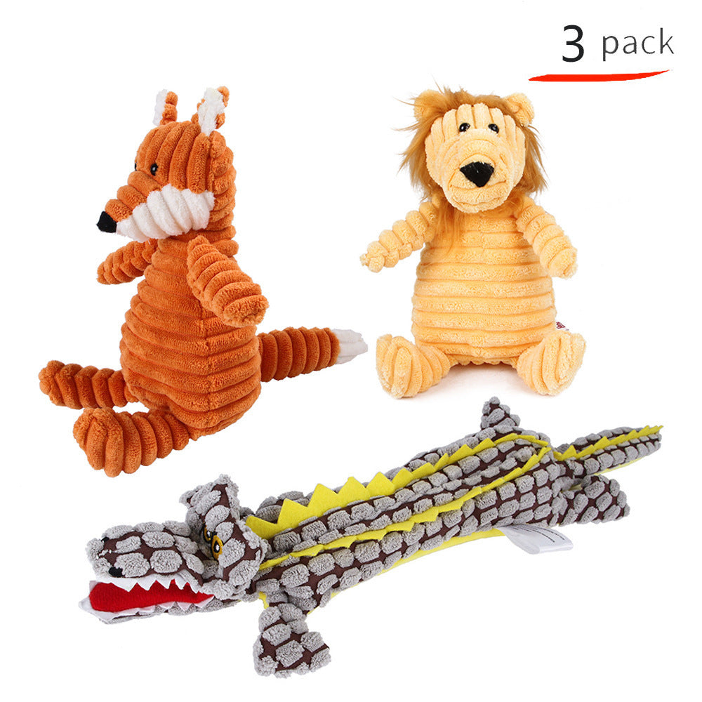 KFX-9934525 Durable Cotton Rope and Plush Dog Toy Set for Teeth Cleaning and Grinding