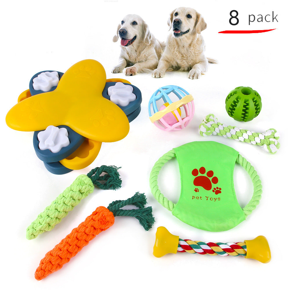 KFX-9934525 Durable Cotton Rope and Plush Dog Toy Set for Teeth Cleaning and Grinding