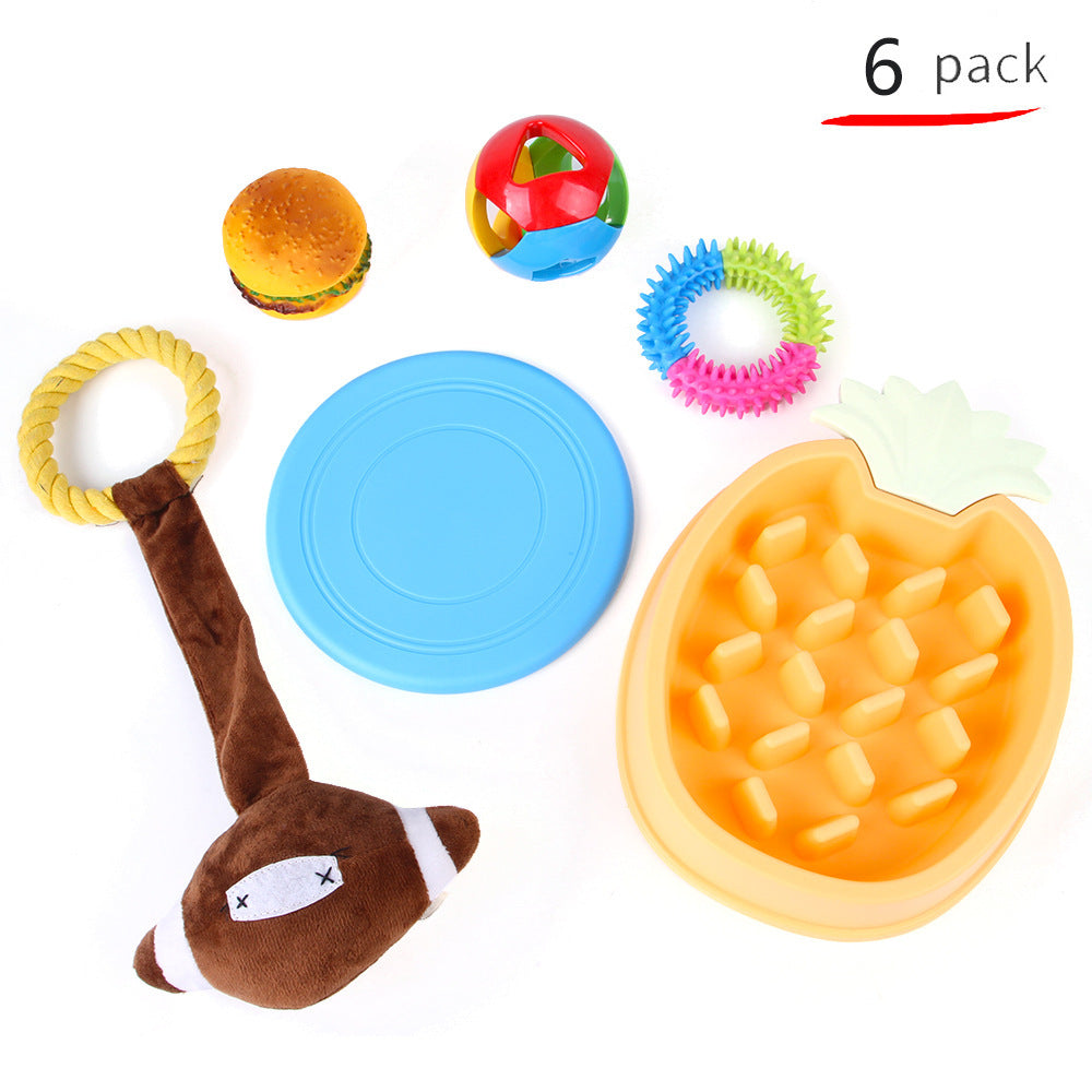 KFX-9934525 Durable Cotton Rope and Plush Dog Toy Set for Teeth Cleaning and Grinding