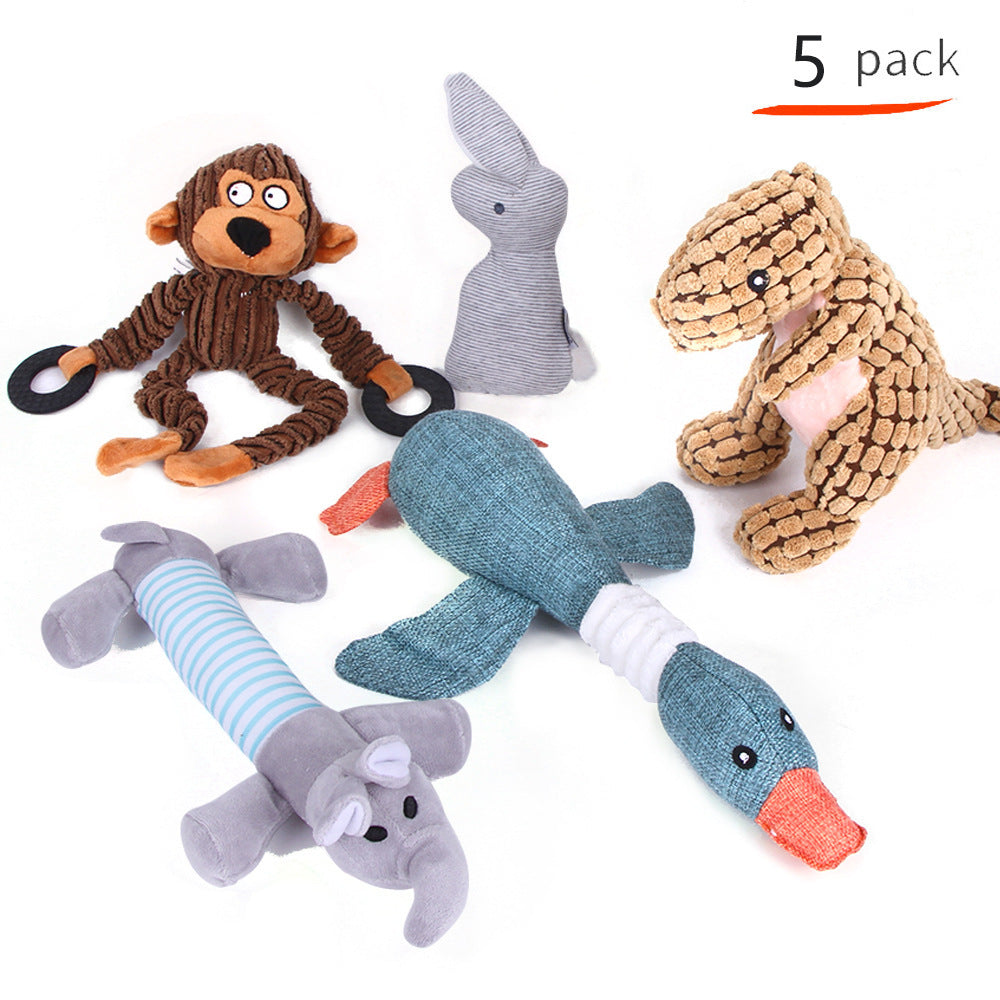 KFX-9934525 Durable Cotton Rope and Plush Dog Toy Set for Teeth Cleaning and Grinding
