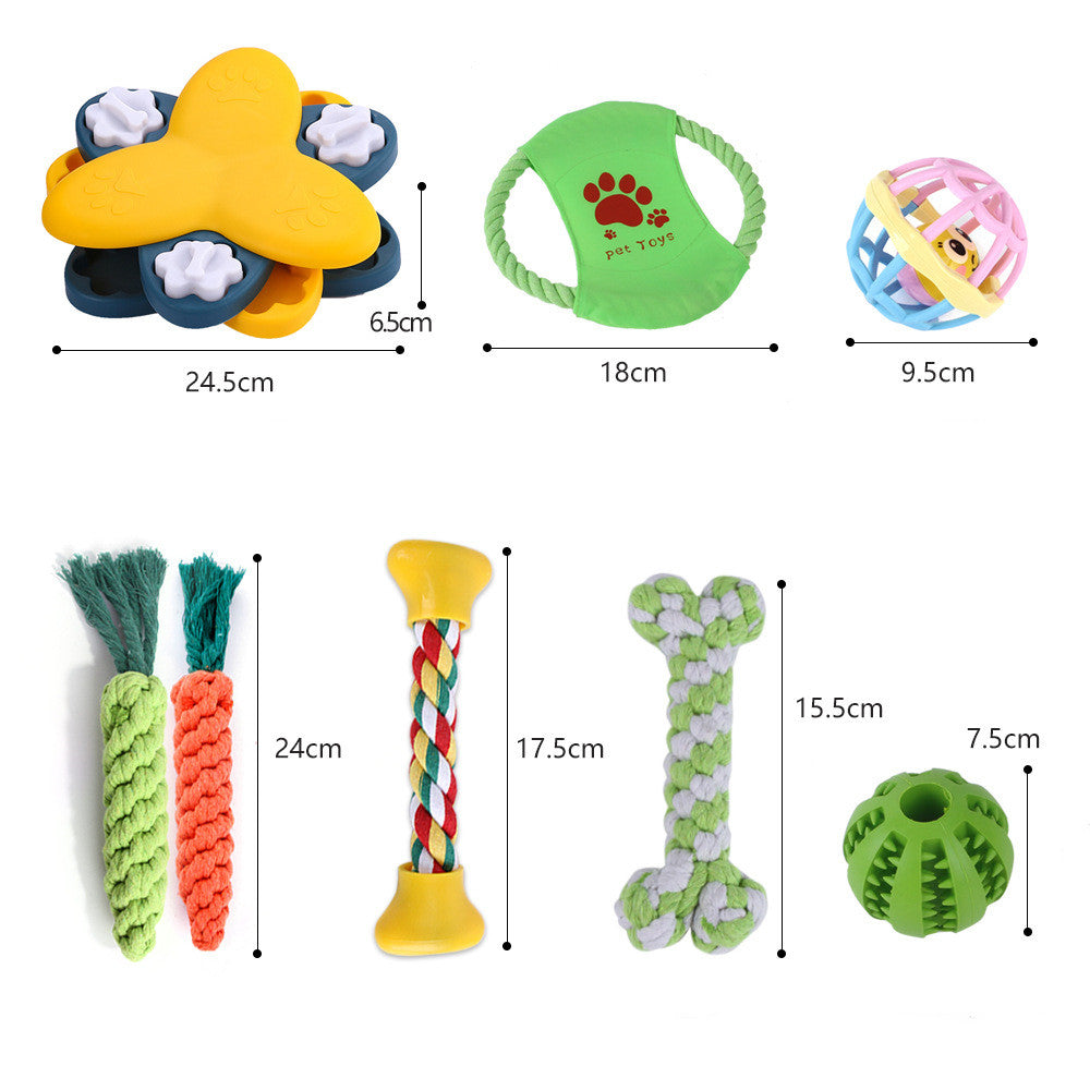 KFX-9934525 Durable Cotton Rope and Plush Dog Toy Set for Teeth Cleaning and Grinding