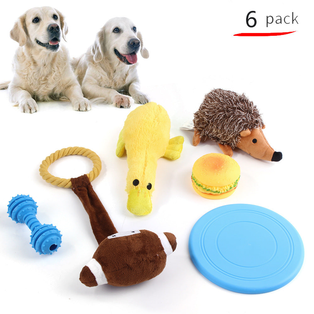 KFX-9934525 Durable Cotton Rope and Plush Dog Toy Set for Teeth Cleaning and Grinding