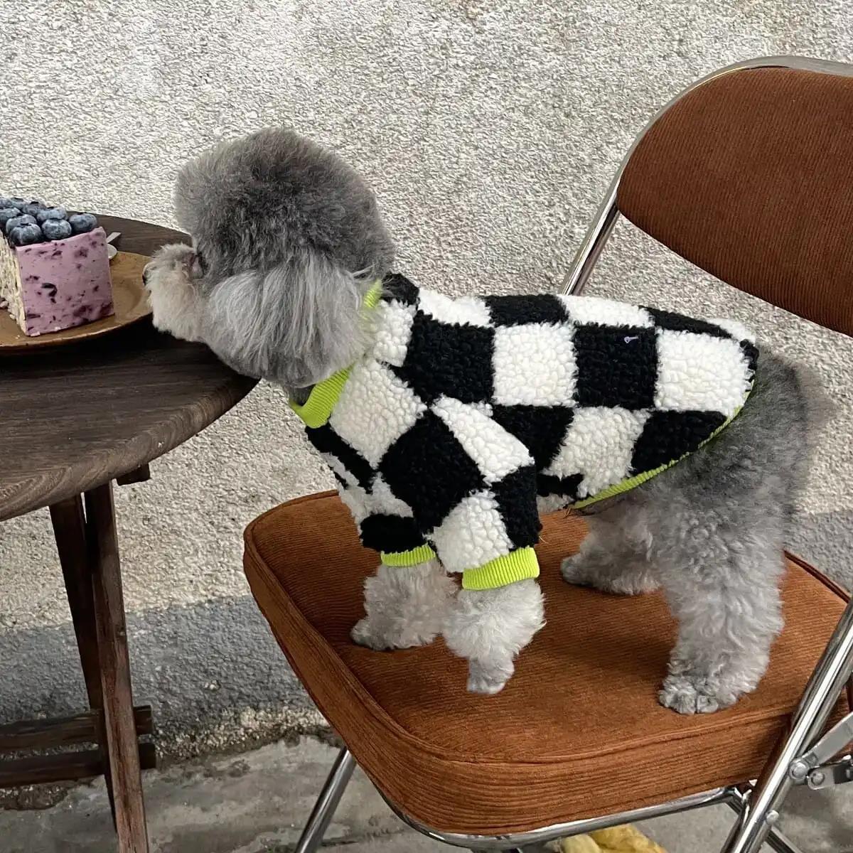 KFX-9936061 Checkerboard Pattern Velvet Pet Clothes - Small to XXL Sizes Available