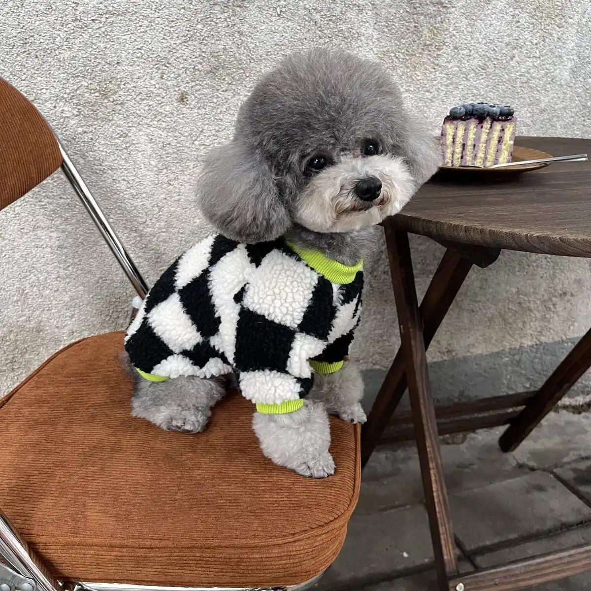 KFX-9936061 Checkerboard Pattern Velvet Pet Clothes - Small to XXL Sizes Available