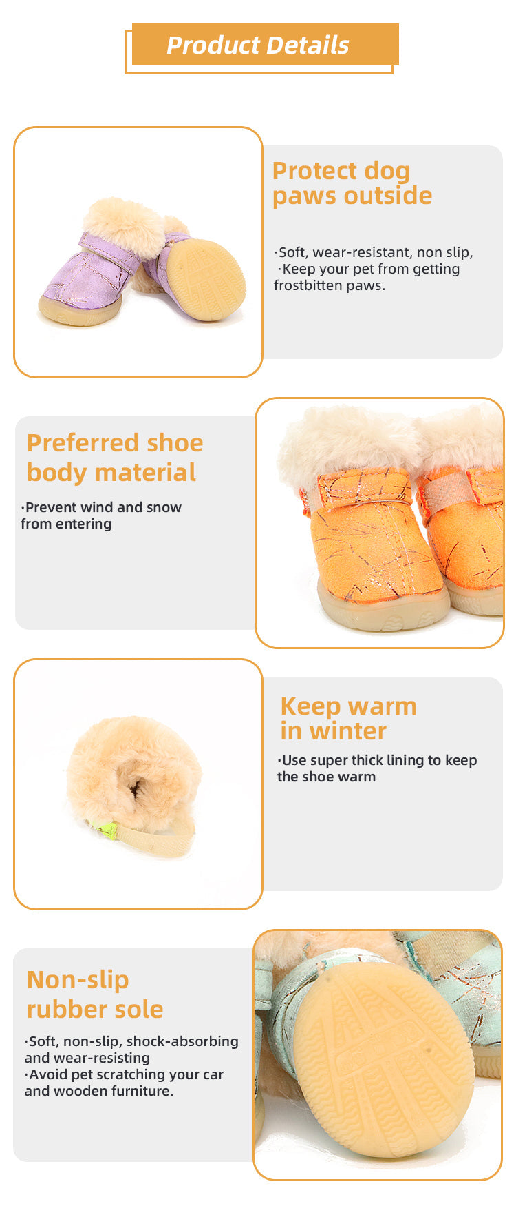 KFX-9936317 Comfortable Cotton Winter Shoes for Puppies - Non-Slip, Warm, Wear-Resistant, Various Colors