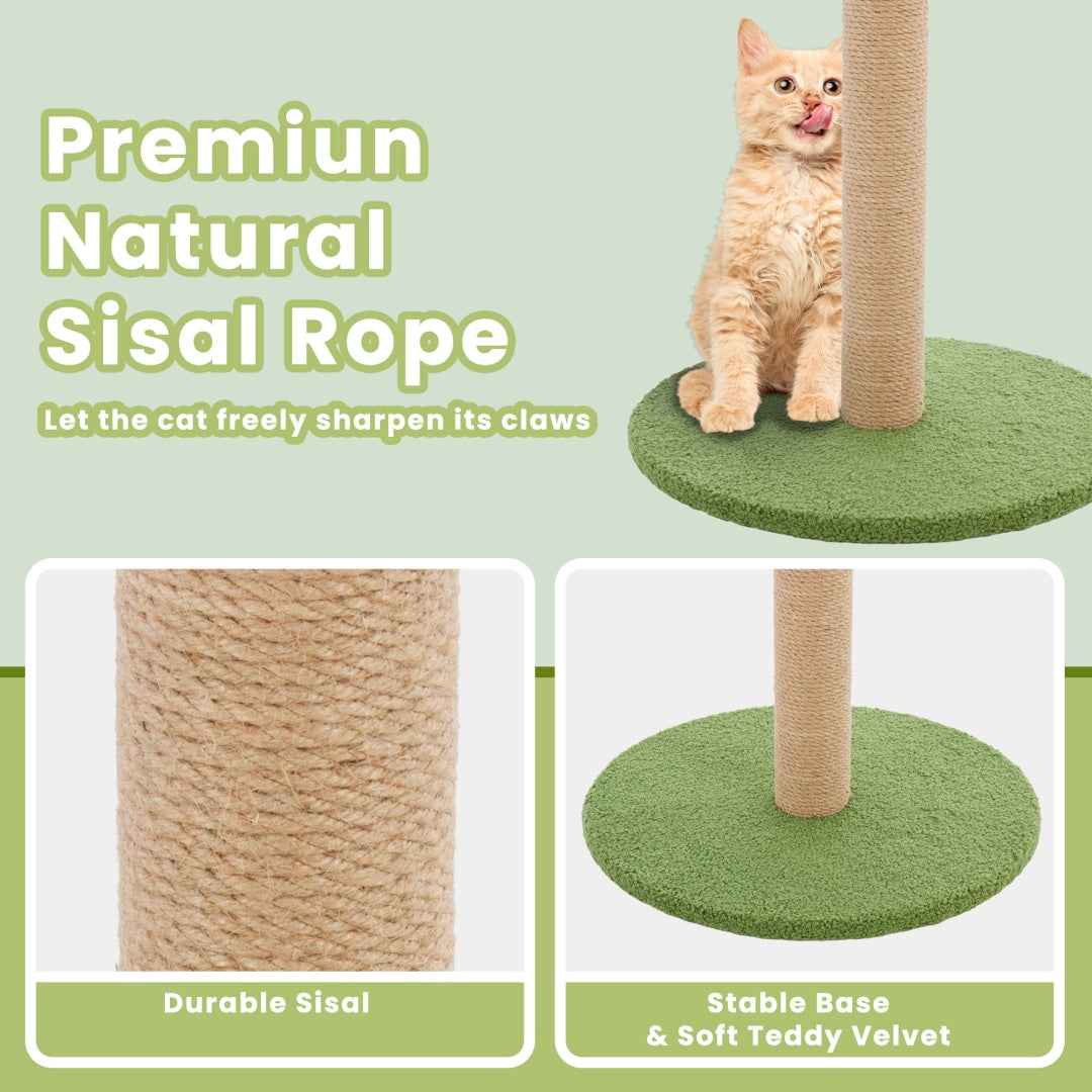 KFX-9936957 Indoor Cat Scratching Post, 33-Inch Tall with Dangling Ball and Palm Tree Design