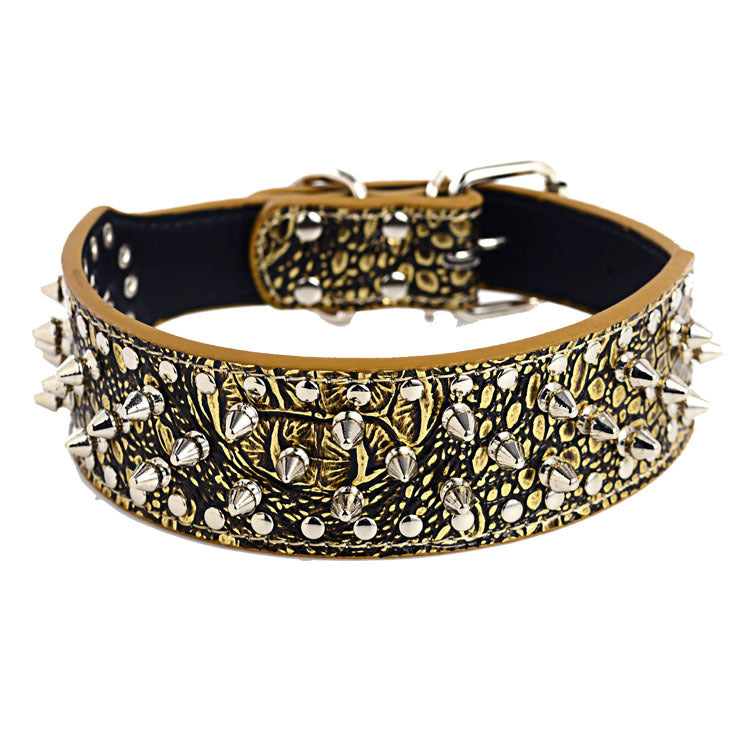 KFX-9937469 Large Dog Punk Rivet Style PU Pet Collar in Multiple Colors