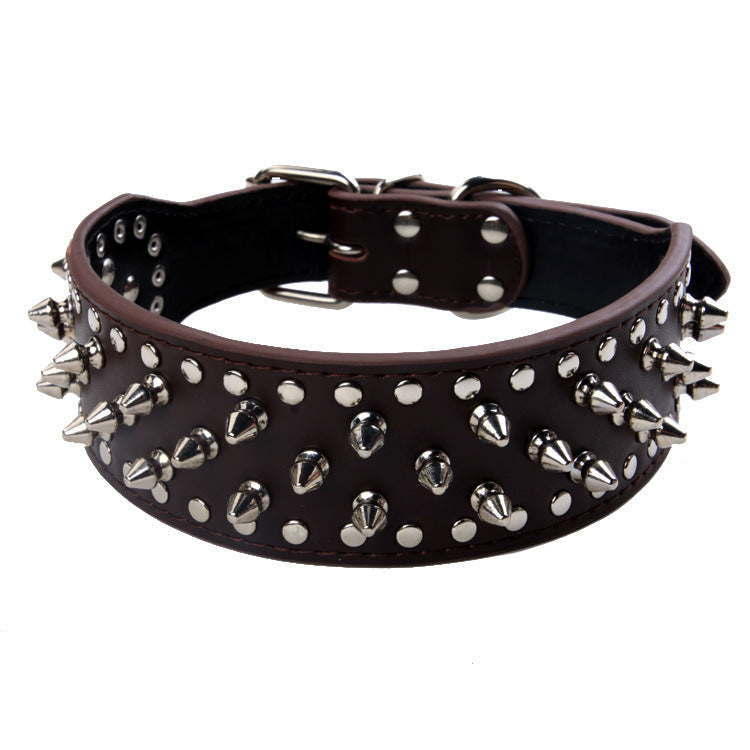 KFX-9937469 Large Dog Punk Rivet Style PU Pet Collar in Multiple Colors