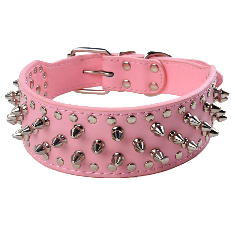 KFX-9937469 Large Dog Punk Rivet Style PU Pet Collar in Multiple Colors