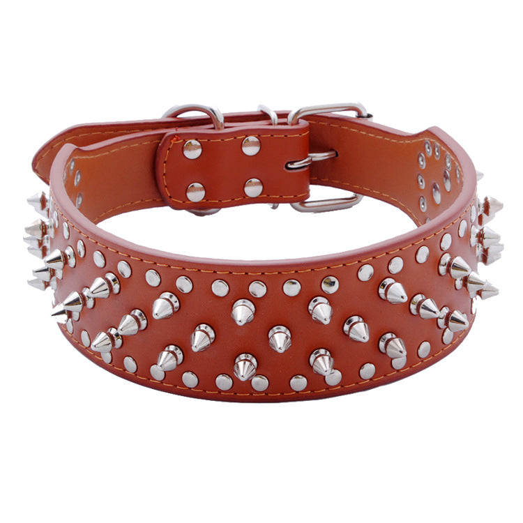 KFX-9937469 Large Dog Punk Rivet Style PU Pet Collar in Multiple Colors