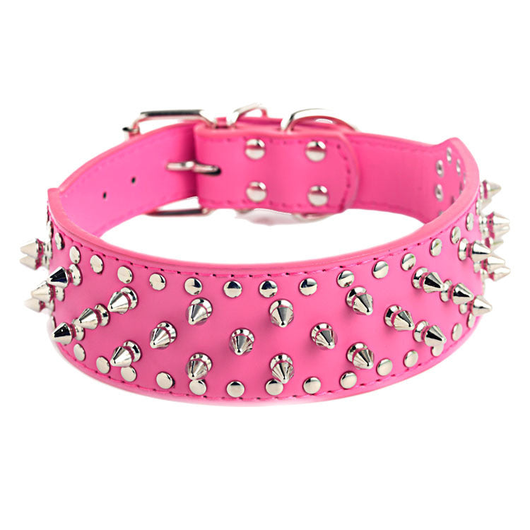 KFX-9937469 Large Dog Punk Rivet Style PU Pet Collar in Multiple Colors