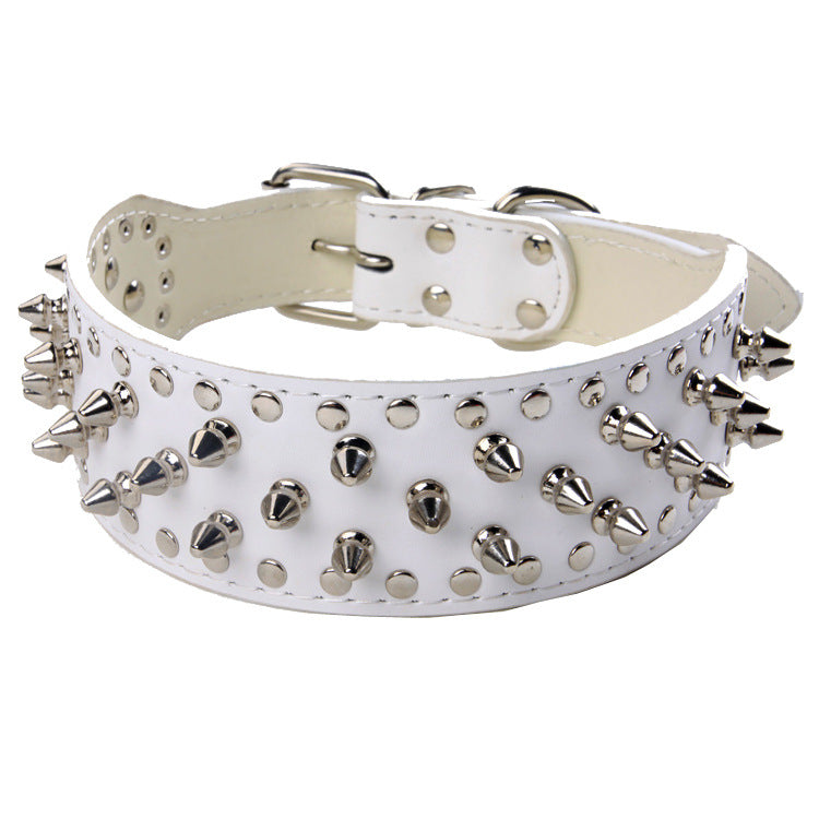 KFX-9937469 Large Dog Punk Rivet Style PU Pet Collar in Multiple Colors
