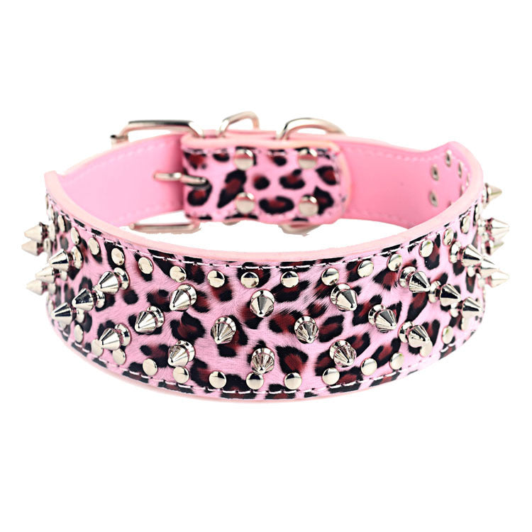 KFX-9937469 Large Dog Punk Rivet Style PU Pet Collar in Multiple Colors