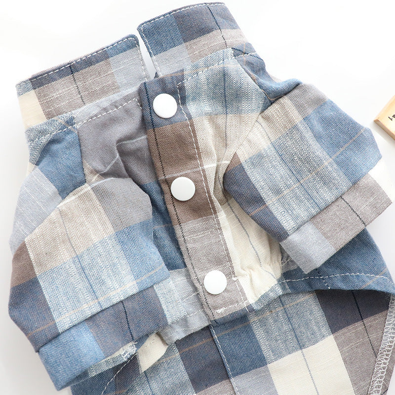 KFX-9937853 Summer Cotton Dog and Cat Bow Tie Stand Collar Shirt Dress in Multiple Sizes