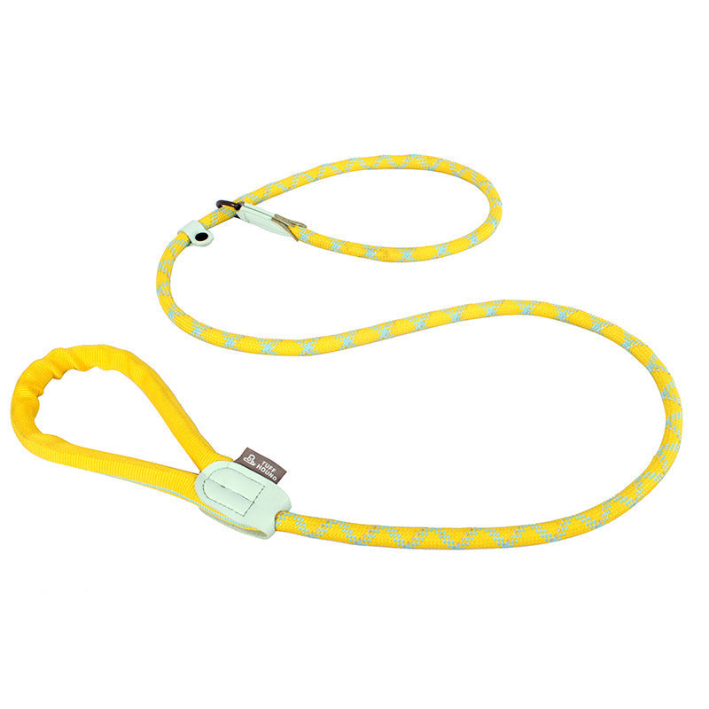 KFX-9939261 Integrated Nylon Pet Leash and Collar Set with Feces Bags - Blue, Black, Yellow, Gray, Pink