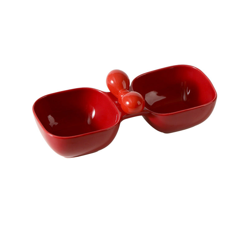 KFX-9941437 Ceramic Dual Pet Bowl Set for Dogs and Cats - Food and Water Bowls with 250ml Capacity