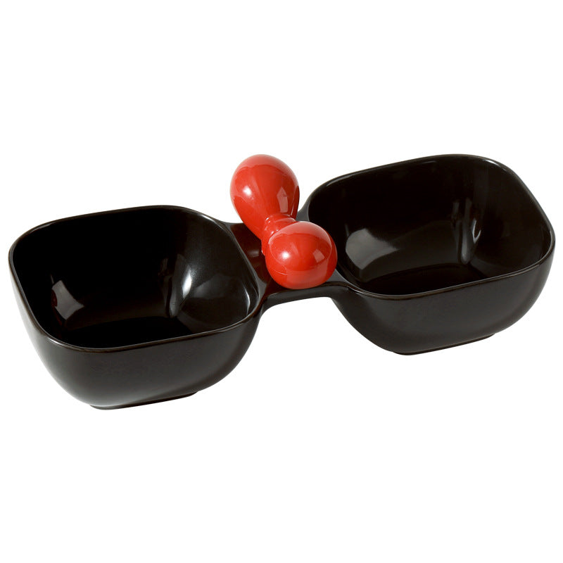 KFX-9941437 Ceramic Dual Pet Bowl Set for Dogs and Cats - Food and Water Bowls with 250ml Capacity