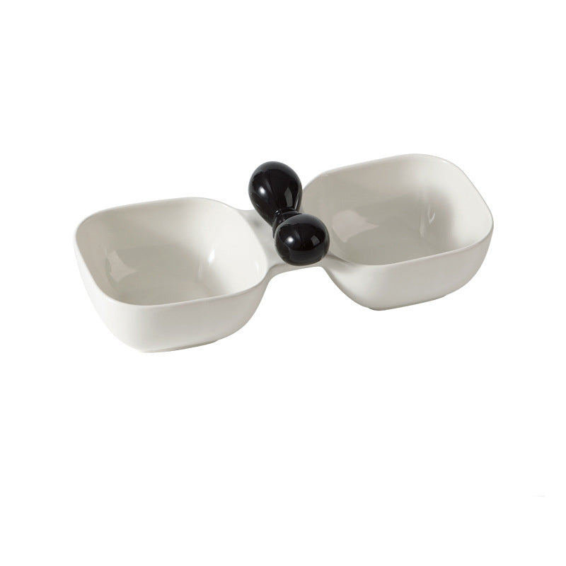 KFX-9941437 Ceramic Dual Pet Bowl Set for Dogs and Cats - Food and Water Bowls with 250ml Capacity