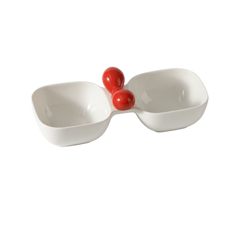 KFX-9941437 Ceramic Dual Pet Bowl Set for Dogs and Cats - Food and Water Bowls with 250ml Capacity