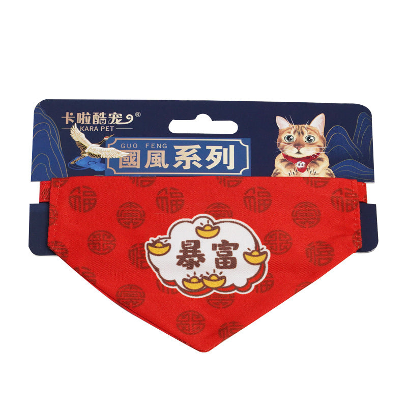KFX-9942845 Adjustable Triangular Pet Scarf Bib with Colorful Patterns, Suitable for All Seasons and Holidays