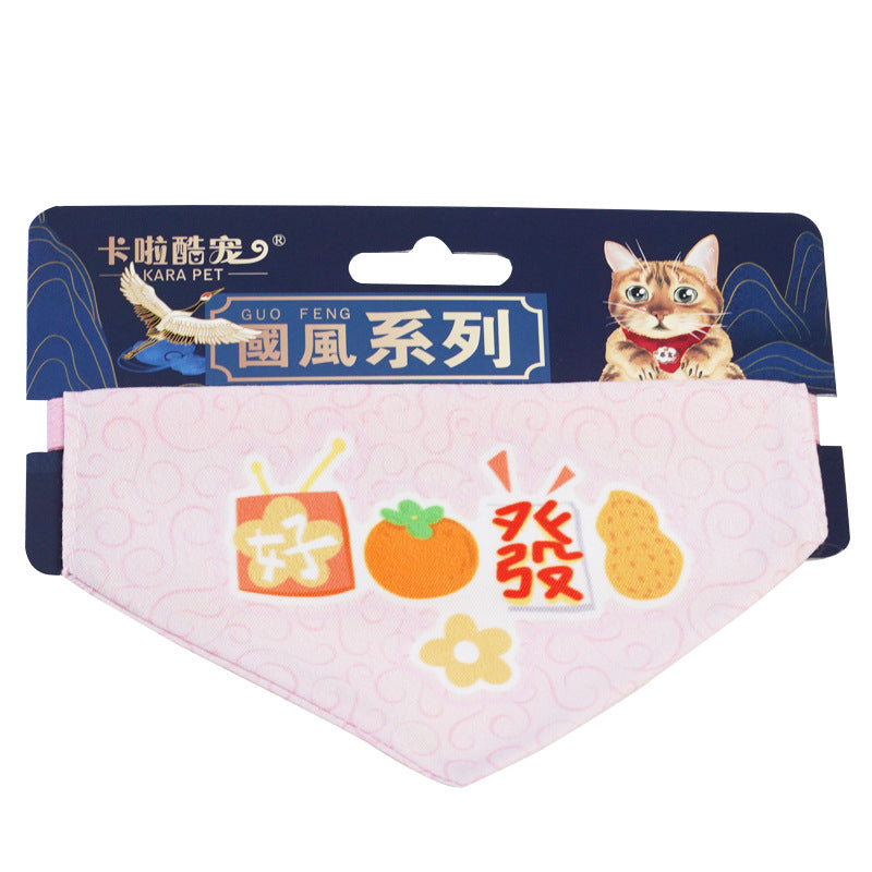 KFX-9942845 Adjustable Triangular Pet Scarf Bib with Colorful Patterns, Suitable for All Seasons and Holidays