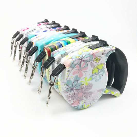 KFX-9945021 Multi-Color Automatic Retractable Pet Traction Belt - 5M Length, Multiple Designs Available