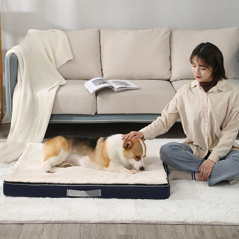KFX-9947069 Plush Memory Foam Dog Bed with Removable Washable Cover - Nonslip Egg Kennel Pad for Large Dogs and Cats