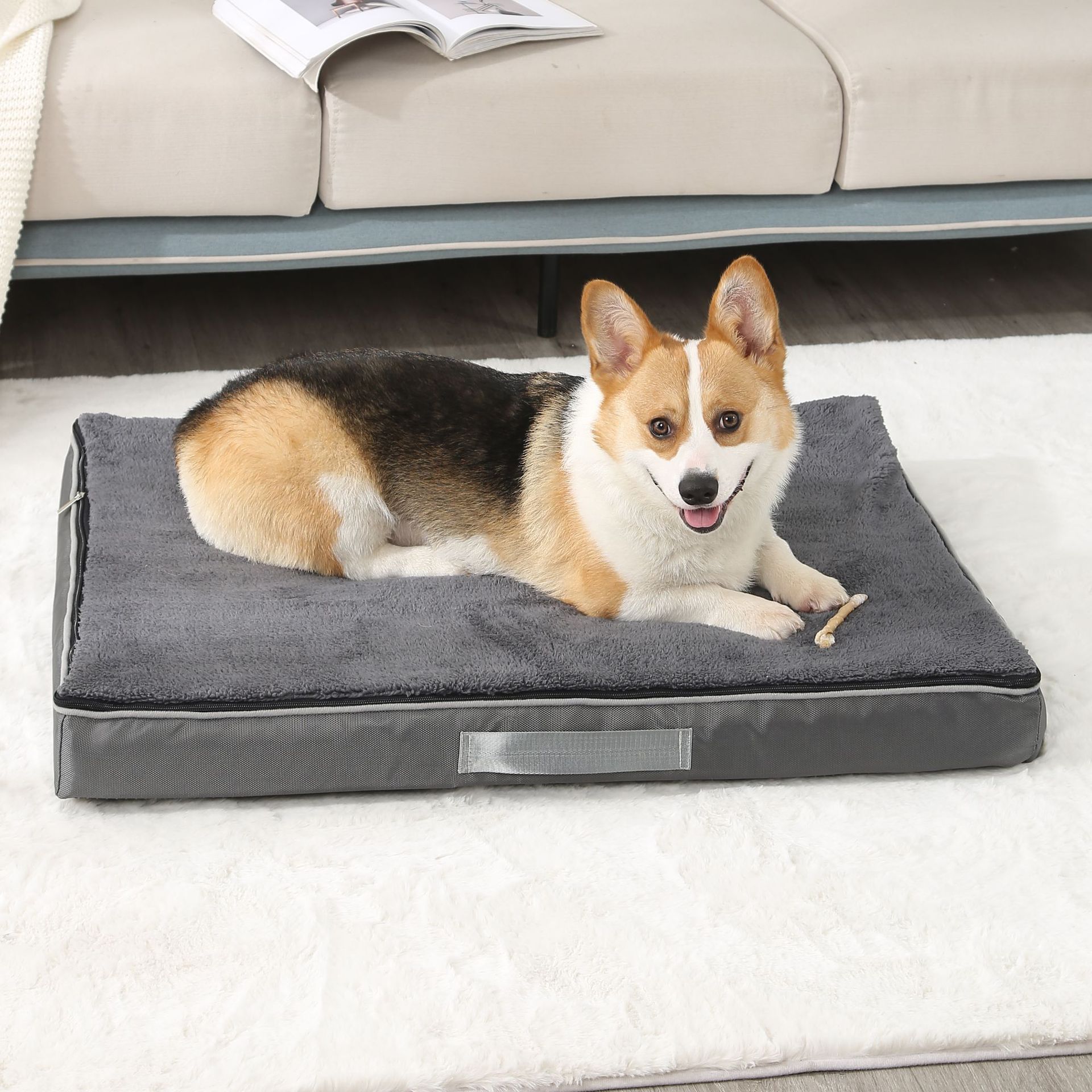 KFX-9947069 Plush Memory Foam Dog Bed with Removable Washable Cover - Nonslip Egg Kennel Pad for Large Dogs and Cats
