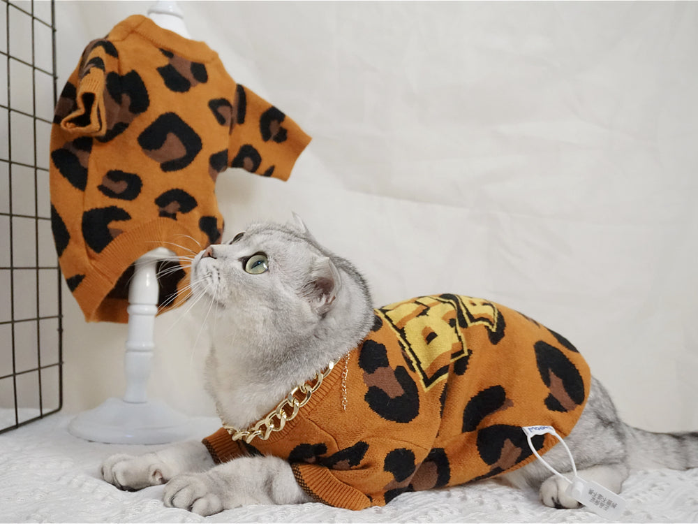 KFX-9948989 Cozy Knitted Wool Sweater for Cats and Dogs in Brown - Autumn and Winter Collection