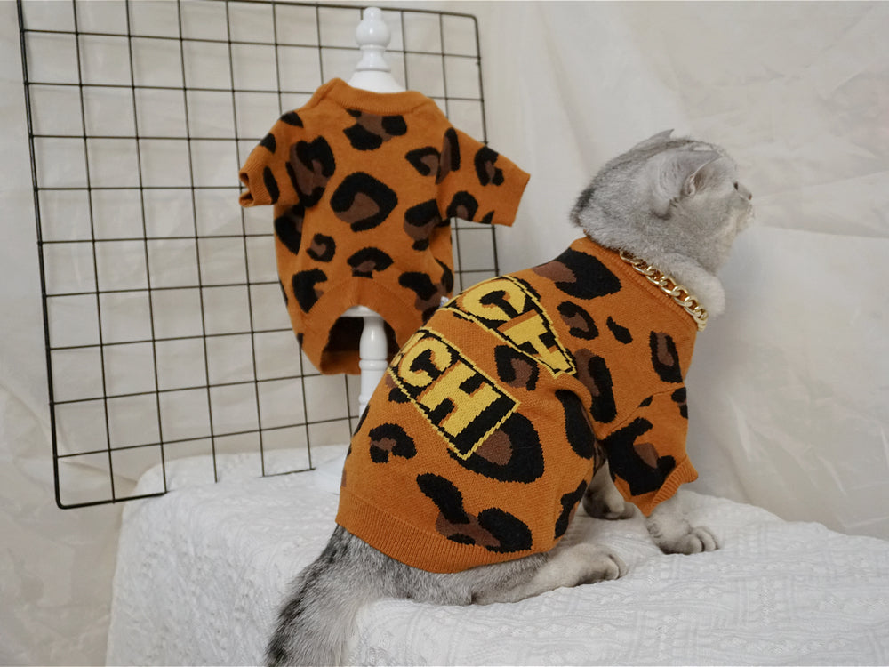 KFX-9948989 Cozy Knitted Wool Sweater for Cats and Dogs in Brown - Autumn and Winter Collection