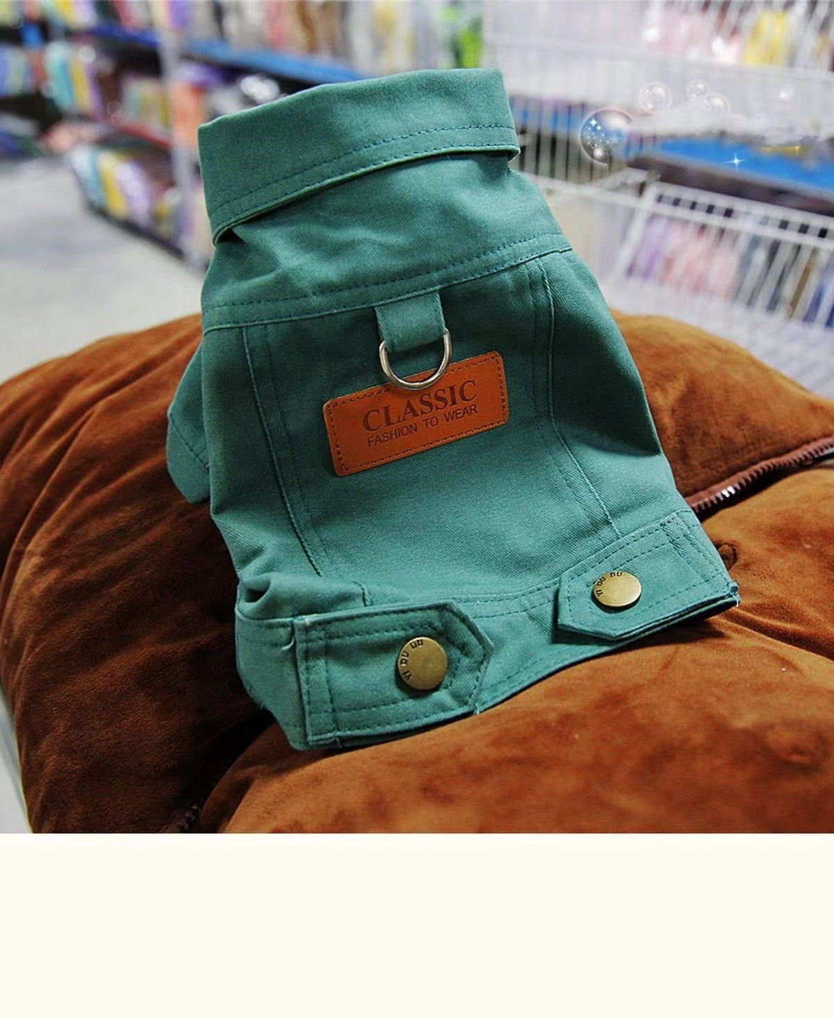 KFX-9949373 Dogcat Casual Autumn Traction Denim Jacket for Pets - Available in Blue, Green, Yellow, Sizes S to 2XL