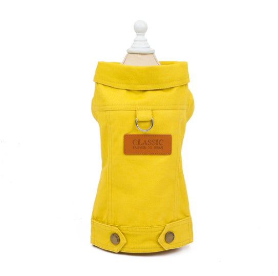 KFX-9949373 Dogcat Casual Autumn Traction Denim Jacket for Pets - Available in Blue, Green, Yellow, Sizes S to 2XL