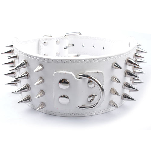 KFX-9952957 Crocodile Pattern PU Leather Adjustable Dog Collar with Nail Spikes, 7.5 cm Wide