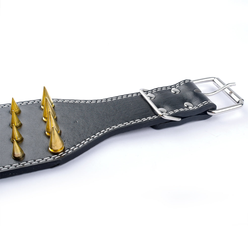 KFX-9952957 Crocodile Pattern PU Leather Adjustable Dog Collar with Nail Spikes, 7.5 cm Wide
