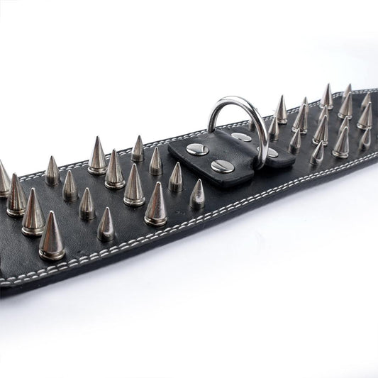 KFX-9952957 Crocodile Pattern PU Leather Adjustable Dog Collar with Nail Spikes, 7.5 cm Wide