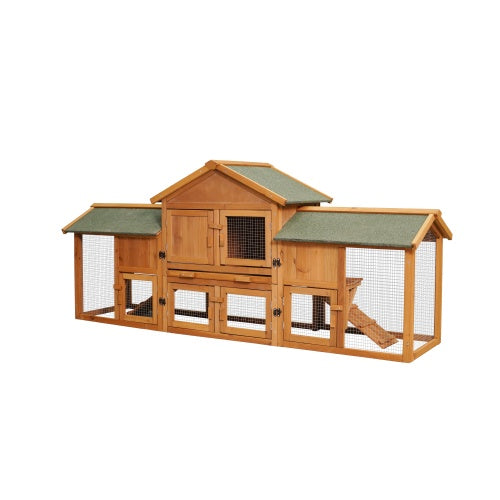 KFX-9954621 Extra-Large Two-Tier Rabbit Cage with Removable Tray and Waterproof Roof for Small Animals