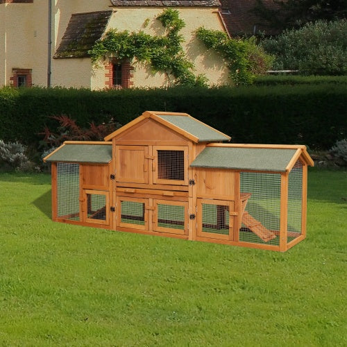 KFX-9954621 Extra-Large Two-Tier Rabbit Cage with Removable Tray and Waterproof Roof for Small Animals