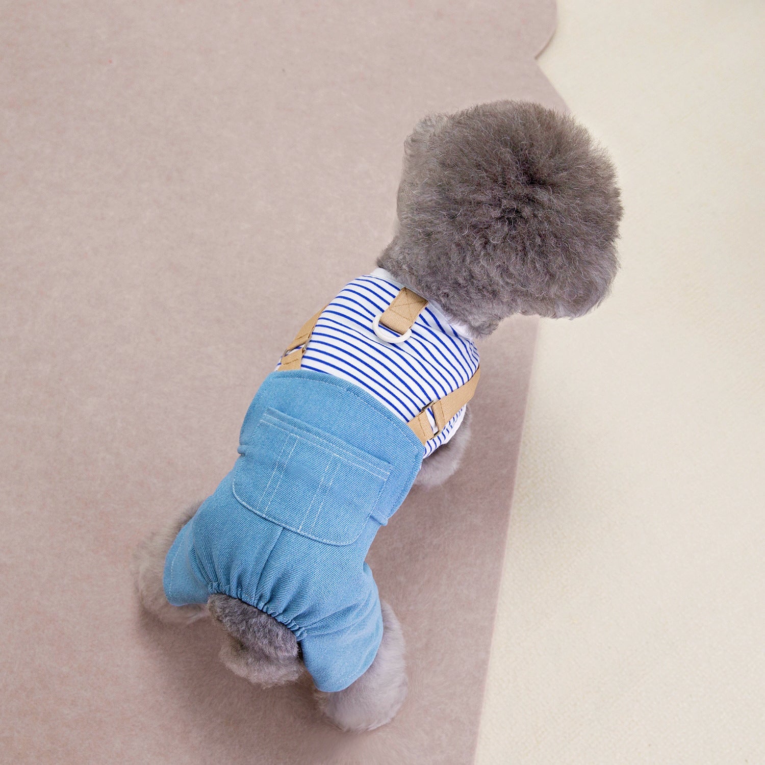 KFX-9955389 Casual Denim Pants for Male Dogs in Red and Blue Stripes – Available in Multiple Sizes