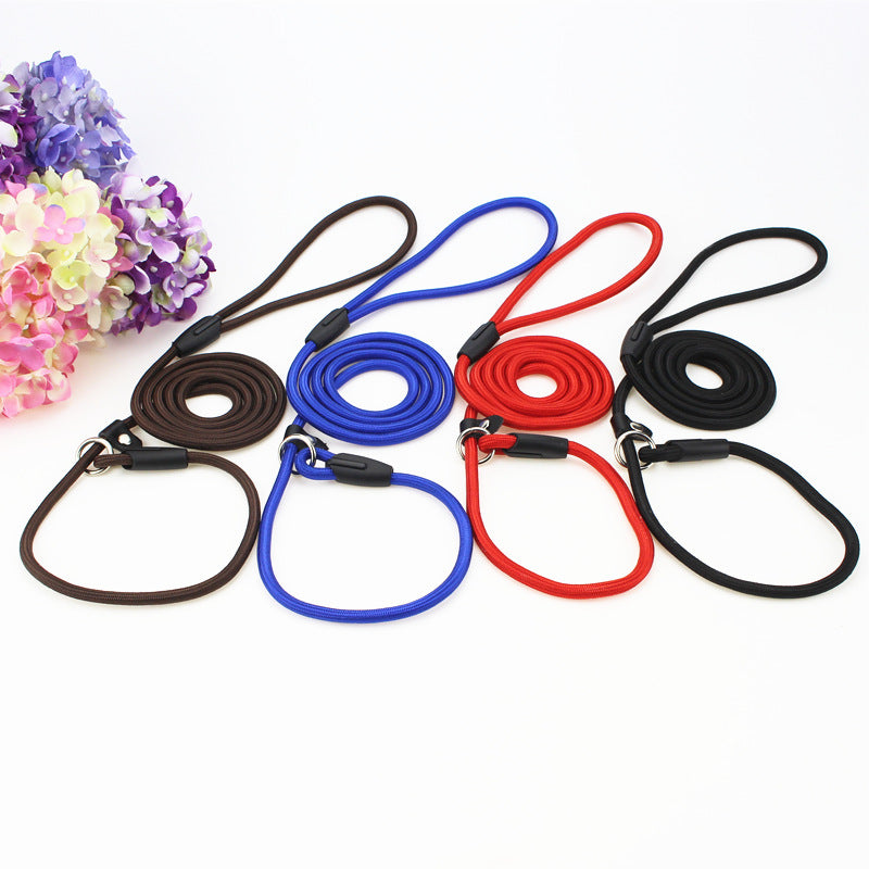 KFX-9956541 Adjustable Nylon Dog Traction Rope with Integrated Collar Design in Various Colors