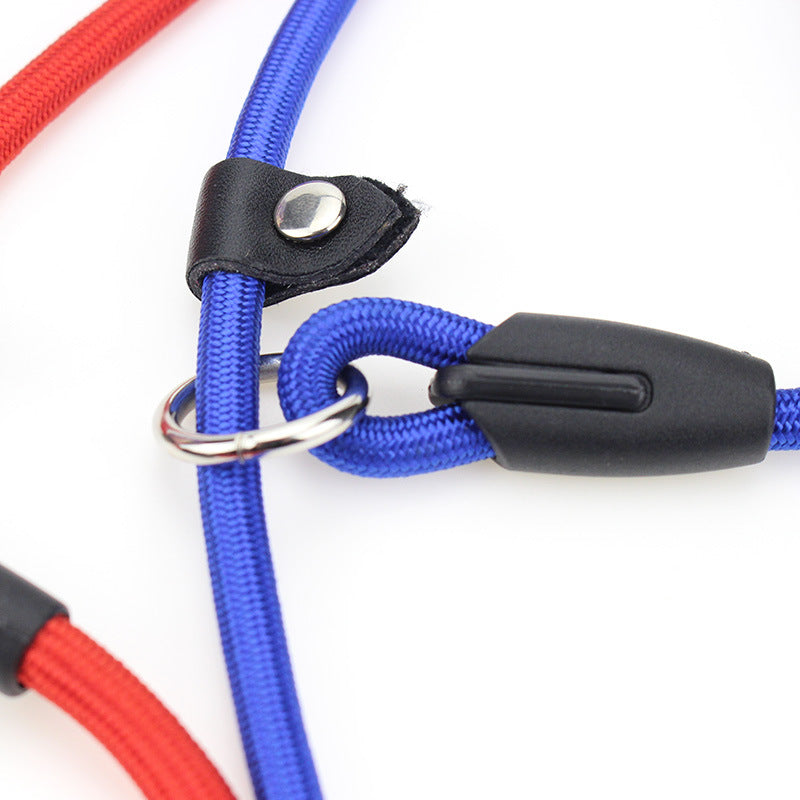 KFX-9956541 Adjustable Nylon Dog Traction Rope with Integrated Collar Design in Various Colors