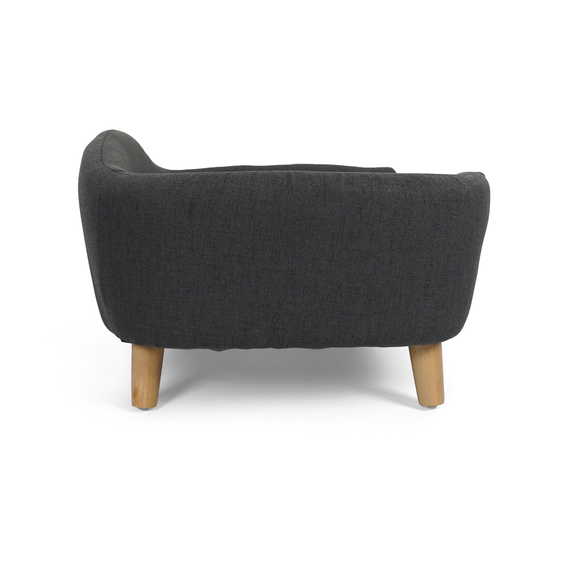 KFX-9956797 Cozy Dark Gray Dog Bed with Luxurious Tufted Cushions and Birch Legs - Ideal for Small Dogs