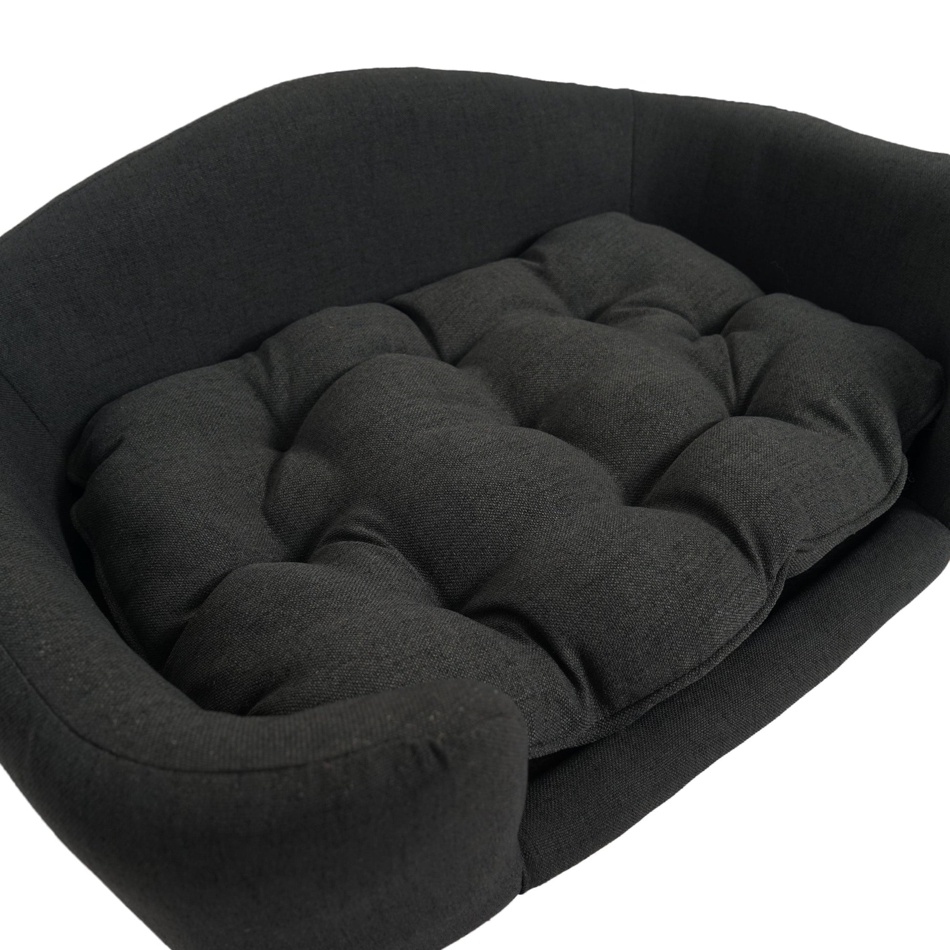 KFX-9956797 Cozy Dark Gray Dog Bed with Luxurious Tufted Cushions and Birch Legs - Ideal for Small Dogs