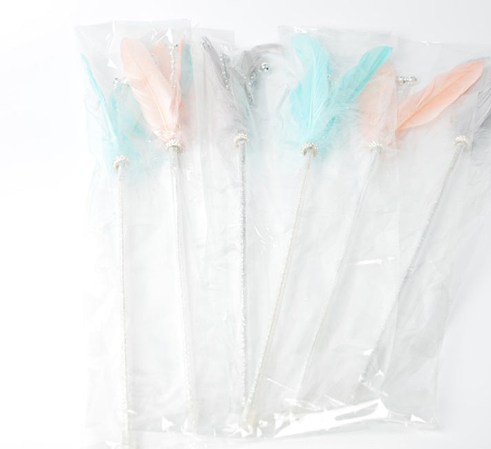 KFX-9957565 Feather Cat Toy with Bell - Fun Interactive Stick in Korean Pink, Lake Blue, Gray