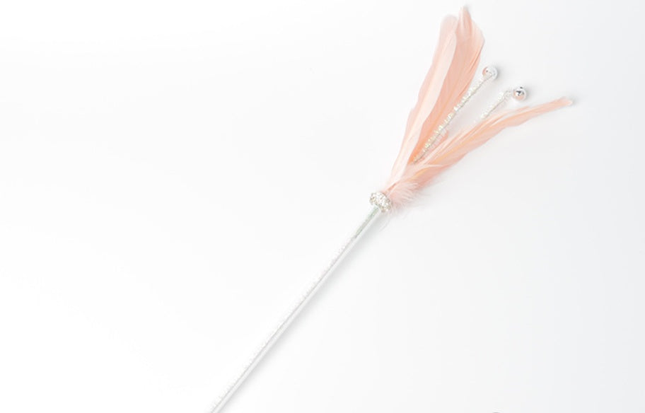 KFX-9957565 Feather Cat Toy with Bell - Fun Interactive Stick in Korean Pink, Lake Blue, Gray