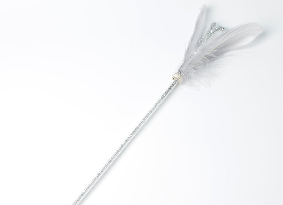 KFX-9957565 Feather Cat Toy with Bell - Fun Interactive Stick in Korean Pink, Lake Blue, Gray