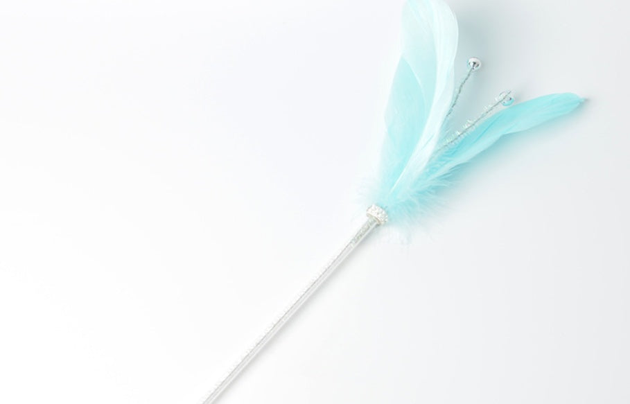 KFX-9957565 Feather Cat Toy with Bell - Fun Interactive Stick in Korean Pink, Lake Blue, Gray