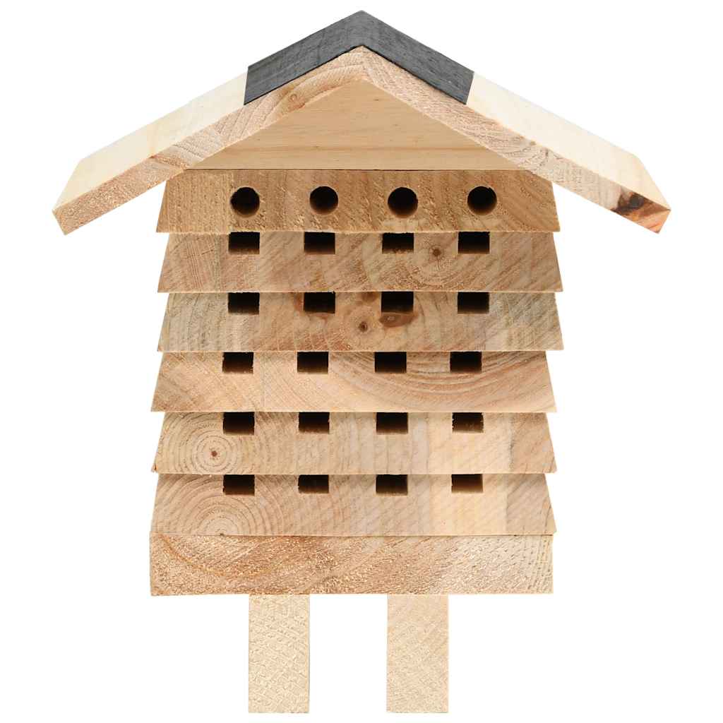 KFX-9958333 Solid Fir Wood Bee Hotel for Solitary Bees – 22x20x20 cm, Weatherproof Design