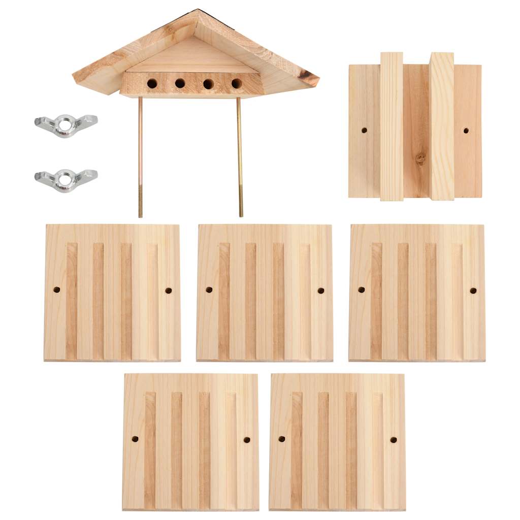 KFX-9958333 Solid Fir Wood Bee Hotel for Solitary Bees – 22x20x20 cm, Weatherproof Design