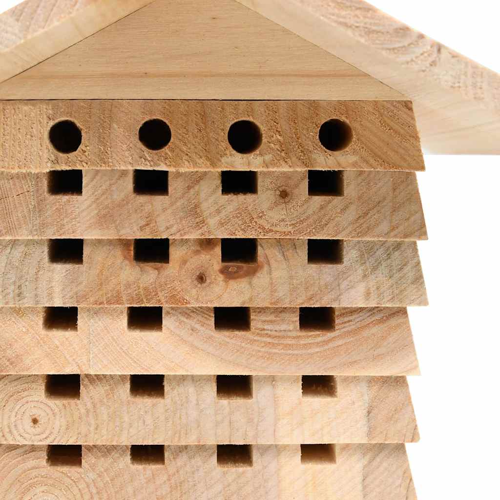 KFX-9958333 Solid Fir Wood Bee Hotel for Solitary Bees – 22x20x20 cm, Weatherproof Design