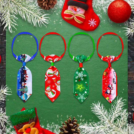 KFX-9958973 Christmas-Themed Pet Necktie with Adjustable Scarf - Various Color Options Available